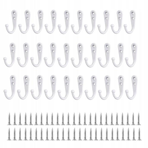 WALL HANGERS METAL WHITE FOR CLOTHES COATS 30 PCS METAL