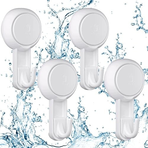 WALL HOOK SELF-ADHESIVE SUCTION CUP FOR BATHROOM 3 KG LOAD CAPACITY SET OF 4 Brand no brand