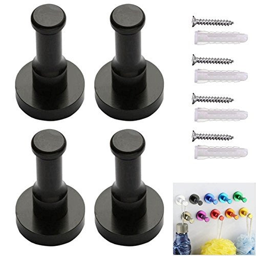 WALL HOOKS ALUMINUM BLACK CLOTHES HANGERS TOWELS 4 PCS. Brand no brand