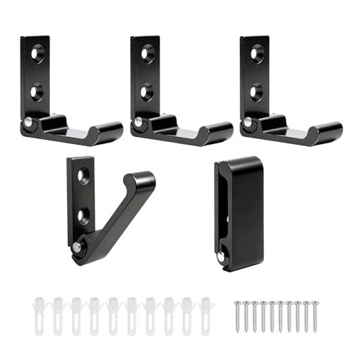 WALL HOOKS FOLDING ALUMINUM BLACK FOR BATHROOM 5 PIECES STEEL Brand no brand