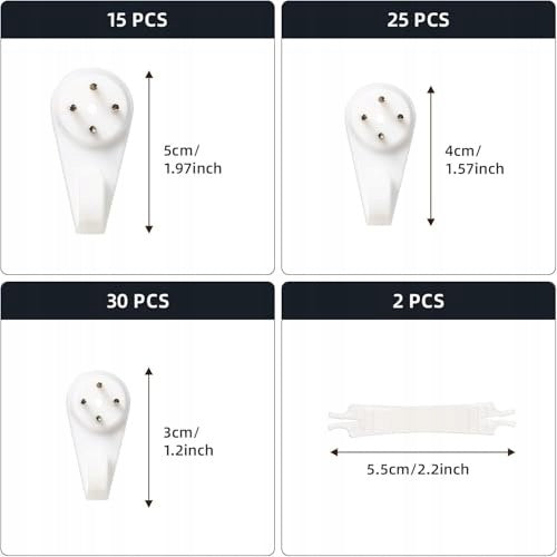 WALL HOOKS FOR PHOTOS WITHOUT TRACES STEEL ABS 5CM SET 60PCS Manufacturer code SWC5908151182147