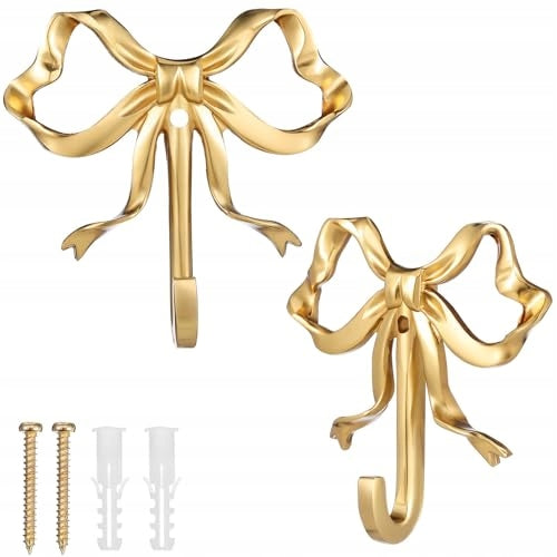 WALL HOOKS GOLD BOWS TOWEL BARS CLOTHES 2 PIECES Brand no brand