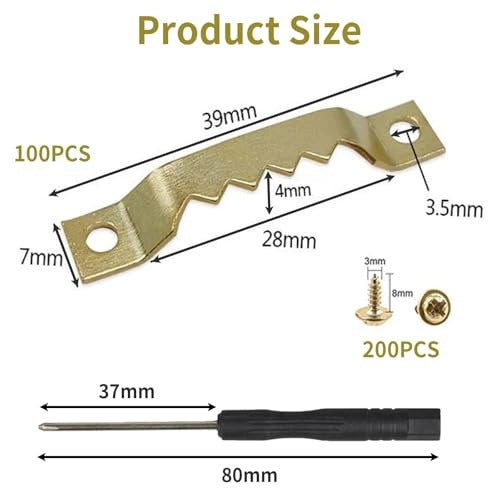 WALL HOOKS GOLD SET OF 100PCS SCREWS PHOTO FRAMES METAL Manufacturer code SWC5908151009772