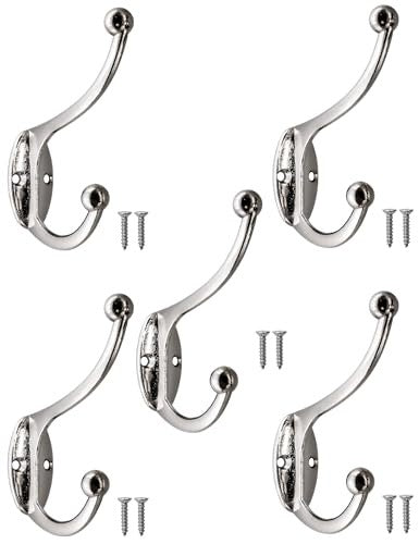 WALL HOOKS IRON CHROME VINTAGE SET OF 5 PIECES wooden Manufacturer code SWC5908201321854