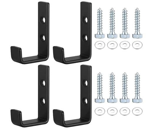 WALL HOOKS J STEEL BLACK FOR GARAGE DURABLE 70 KG 2 PCS. Brand no brand