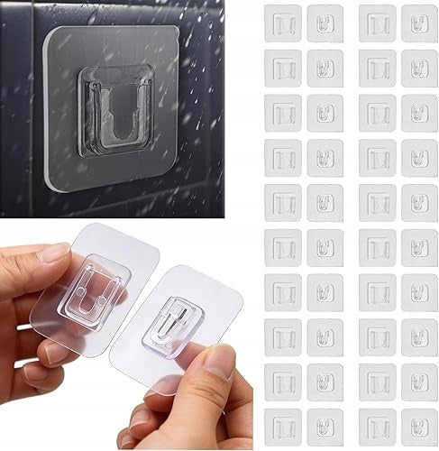 WALL HOOKS SELF ADHESIVE DOUBLE SIDED SEAMLESS 20 PCS METAL SET
