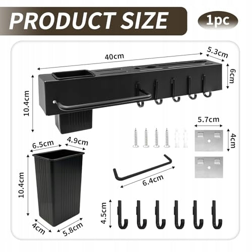 WALL MOUNT FOR KITCHEN UTENSIL KNIVES STEEL BLACK TABLETOP ORGANIZATION 40CM Manufacturer code Bez marki