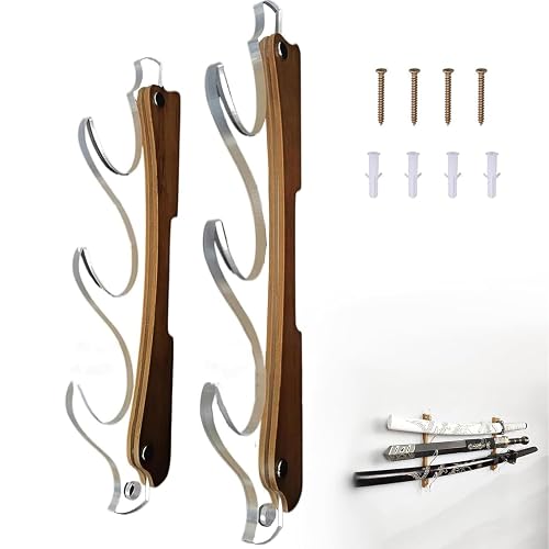 WALL MOUNT FOR SWORDS KATANA WOODEN 3 HOOKS ACCESSORIES acrylic