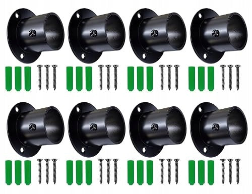 WALL MOUNTS STEEL BLACK 8 PCS FOR ROD CURTAIN HANGER STEEL