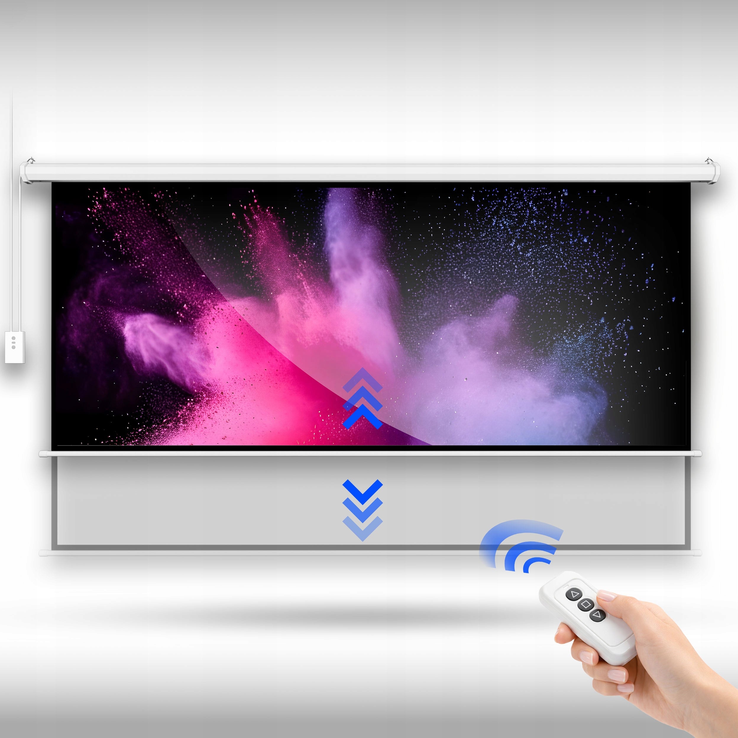 WALL PROJECTION SCREEN 120 INCHES PROJECTOR ELECTRIC AUTOMATIC REMOTE CONTROL Manufacturer code EKRAN PROJEKCYJNY ELEKTRYCZNY 120 cali pilot