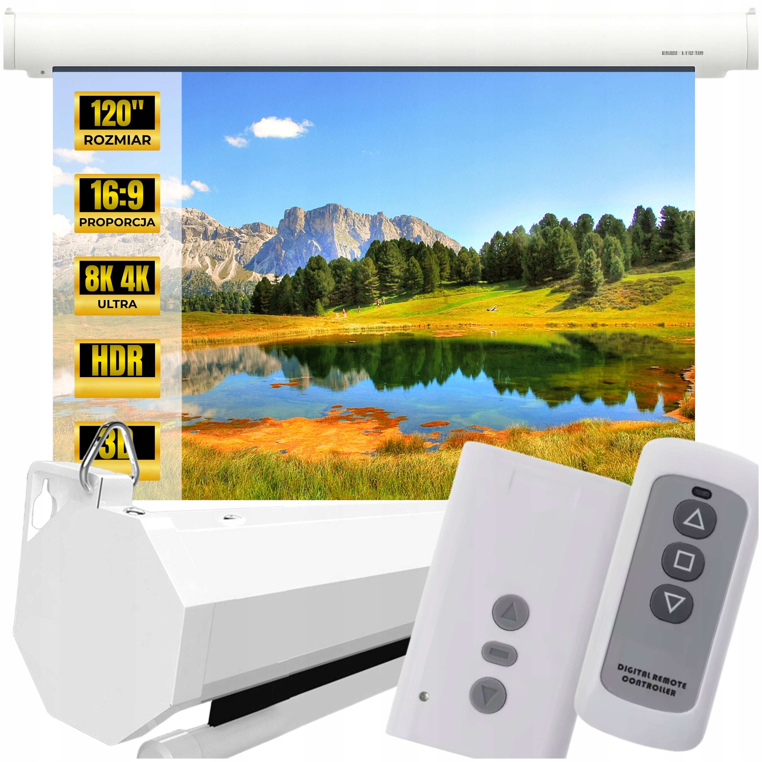 WALL PROJECTION SCREEN ELECTRIC AUTOMATIC REMOTE CONTROL 120" INCH PROJECTOR