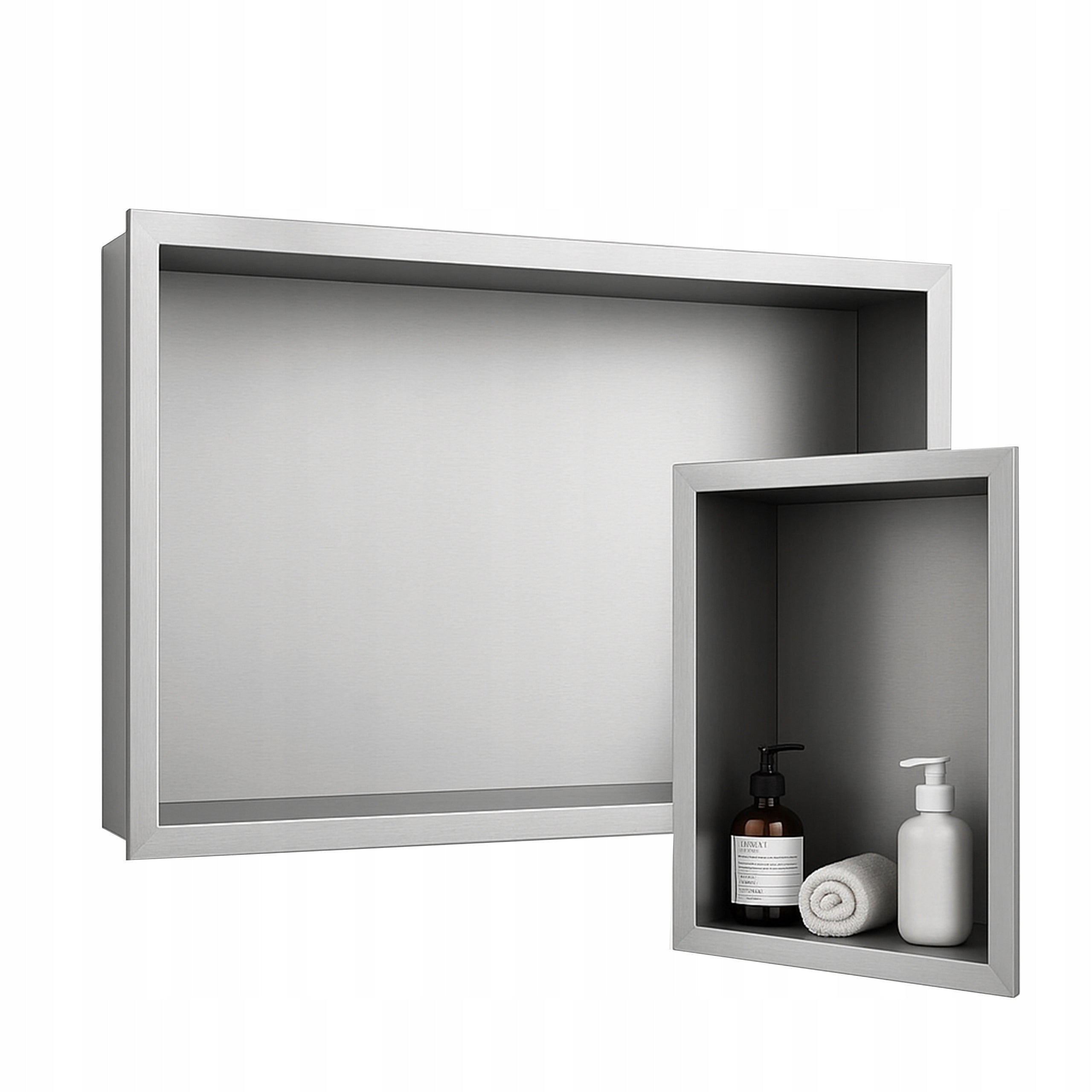 WALL RECESSED BATHROOM SHELF WITH FLANGE IGA 45X30X10 CM CHROME