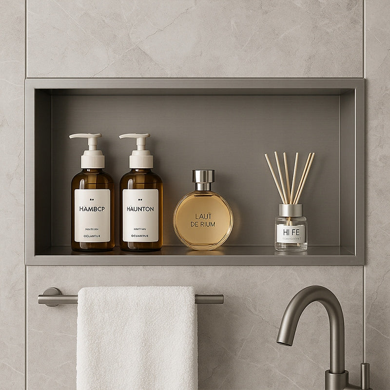 WALL RECESSED BATHROOM SHELF WITH FLANGE IGA 60X30X7 CM CHROME Brand Hydrosan