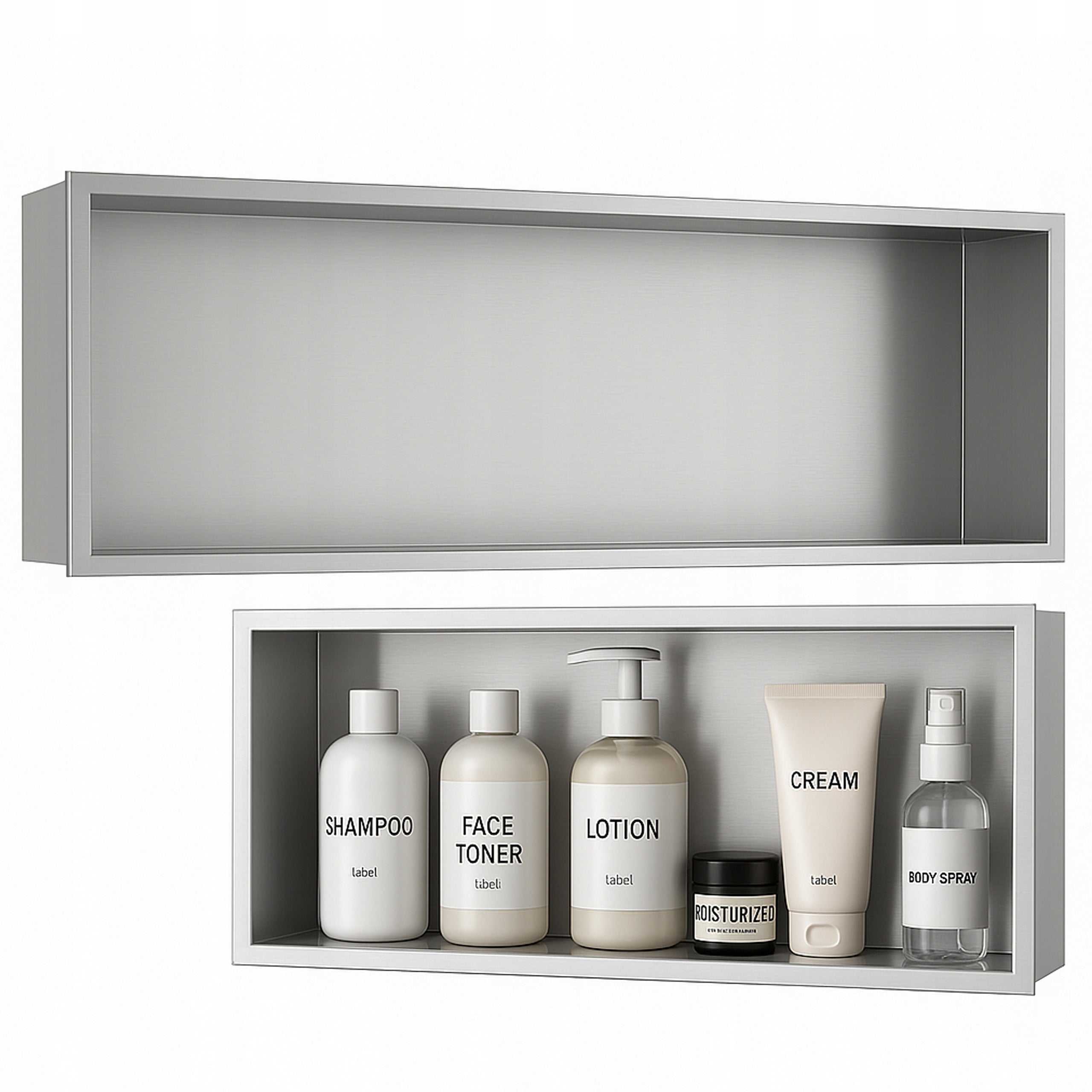 WALL RECESSED BATHROOM SHELF WITH FLANGE IGA 90X30X10 CM CHROME