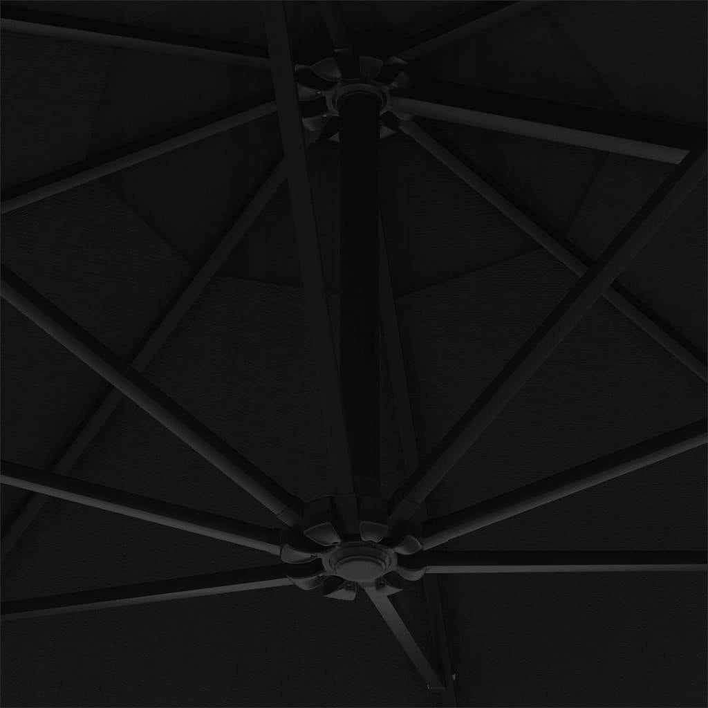 WALL UMBRELLA ON METAL POST 300CM BLACK Color black
