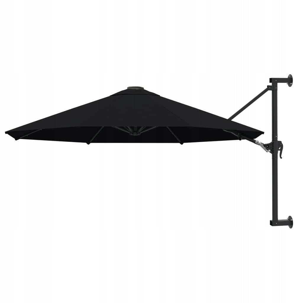 WALL UMBRELLA ON METAL POST 300CM BLACK