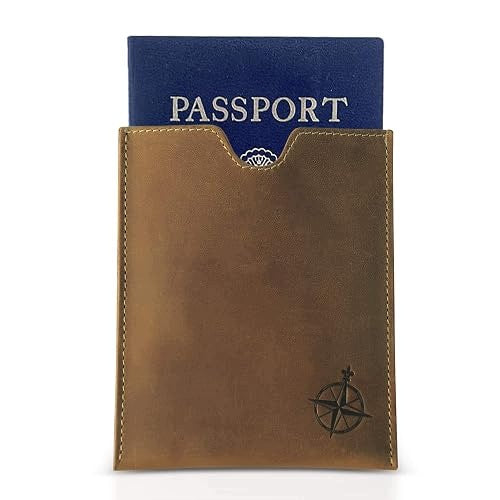 WALLET FOR PASSPORT LEATHER FULL GRAIN CARD CASE DOCUMENTS FOR TRAVELER Brand no brand