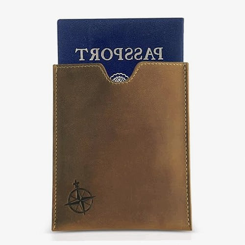 WALLET FOR PASSPORT LEATHER FULL GRAIN CARD CASE DOCUMENTS FOR TRAVELER
