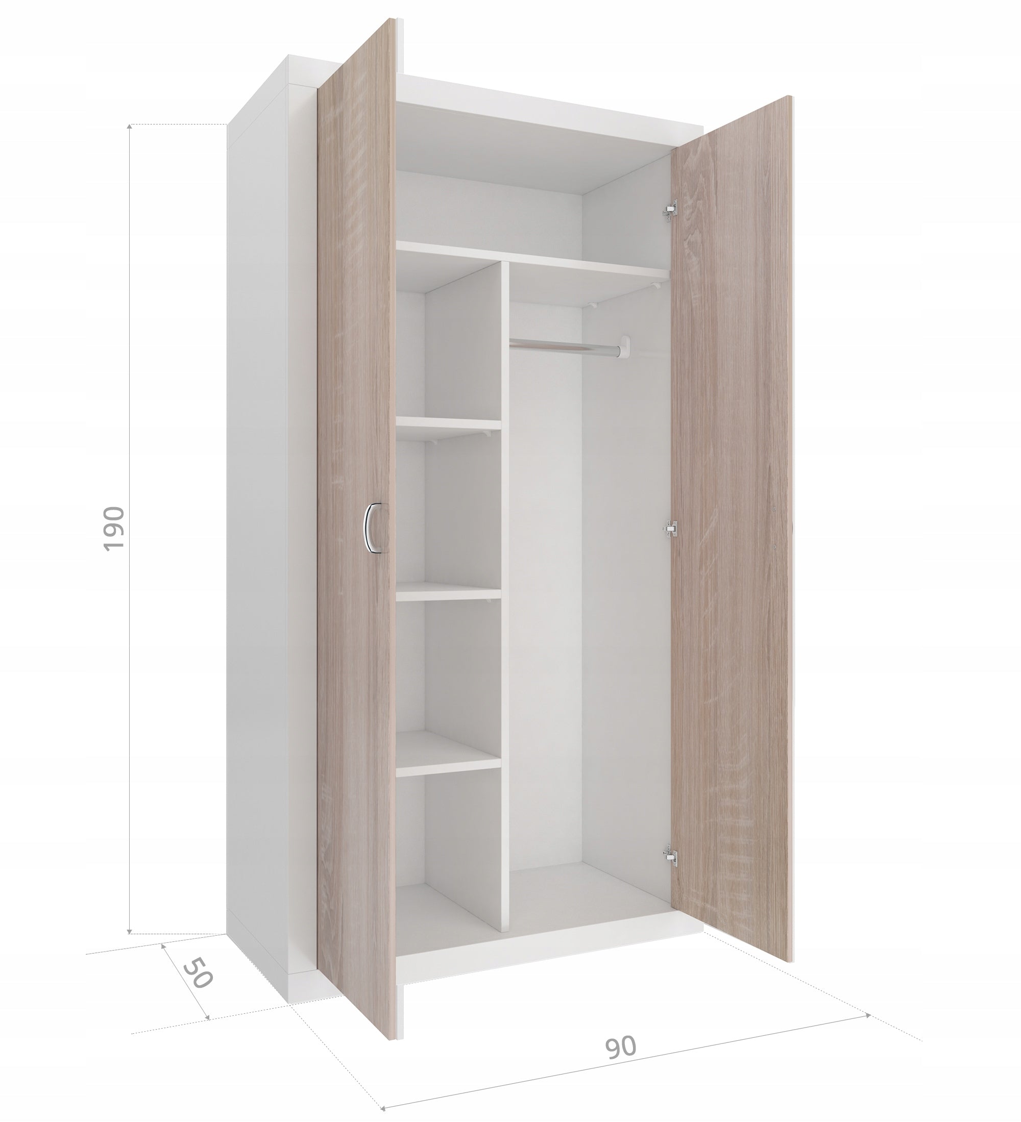 WARDROBE FILIP with bar and shelves CHILDREN'S ROOM Color white