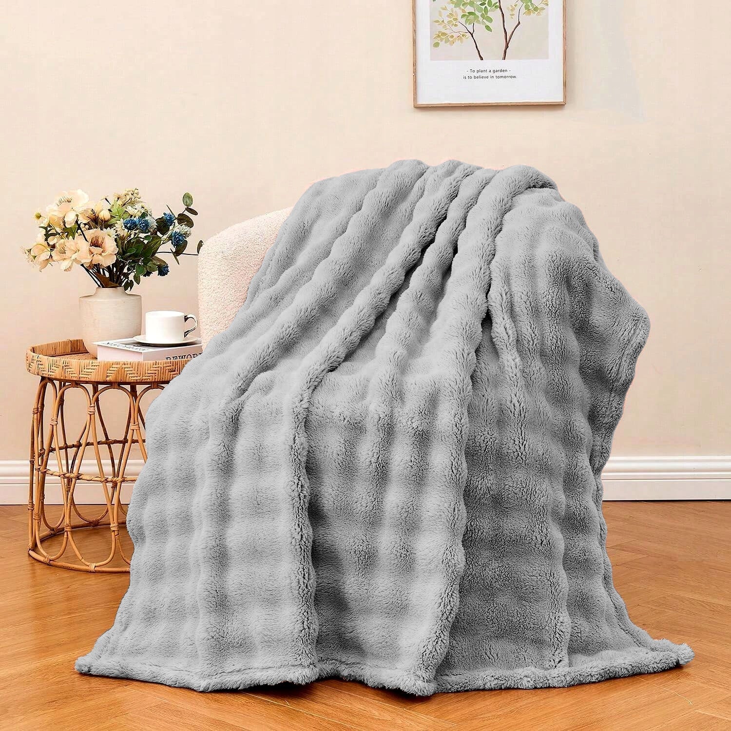 WARM BLANKET EMBOSSED 200X220 PLAID BEDSPREAD MEL DIFFERENT COLORS Packaging status original