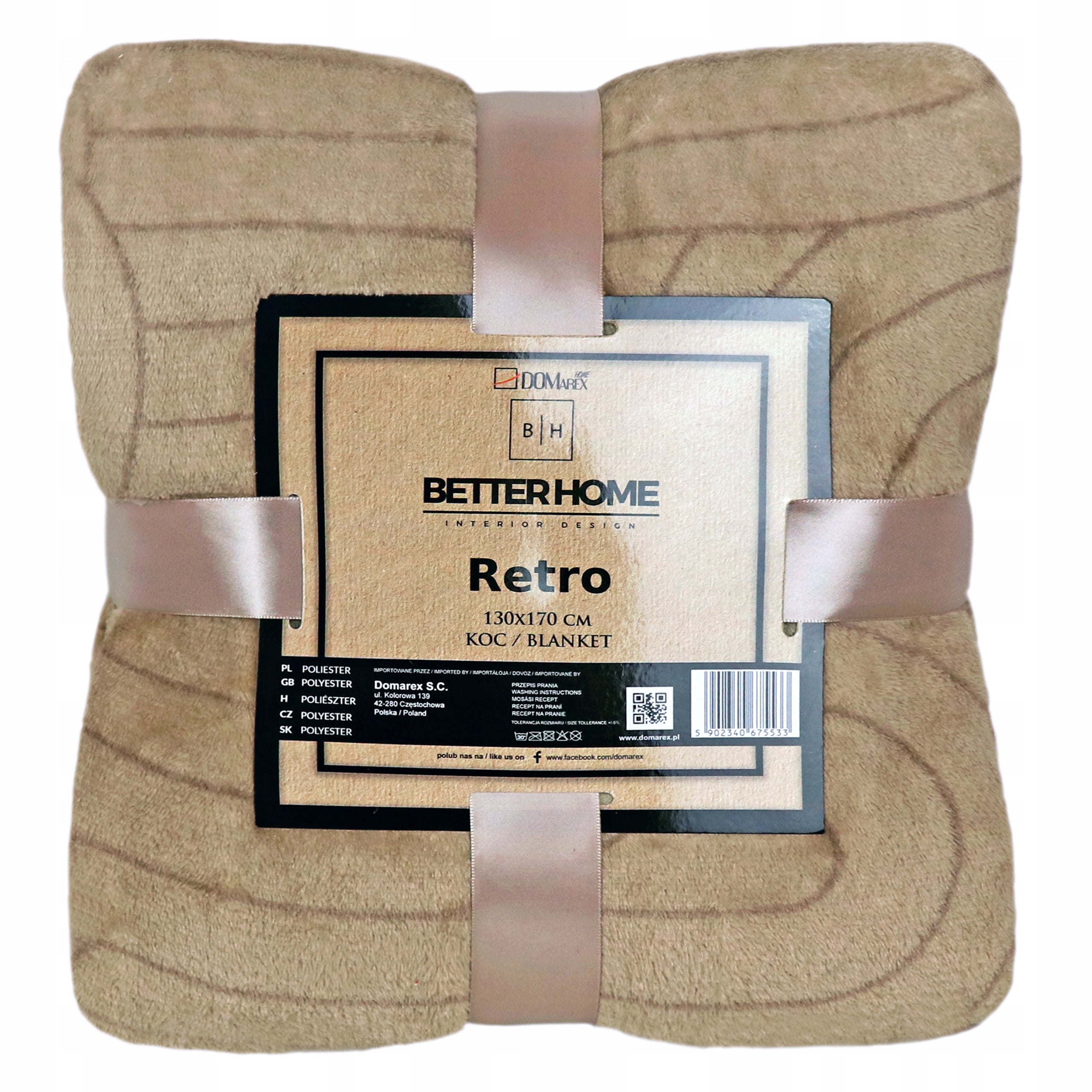 WARM BLANKET FOR TERRACE FOR GARDEN 130x170 CM FOR COLD EVENINGS BEIGE Manufacturer code Miękki Ciepły Koc Świąteczny Retro Wave