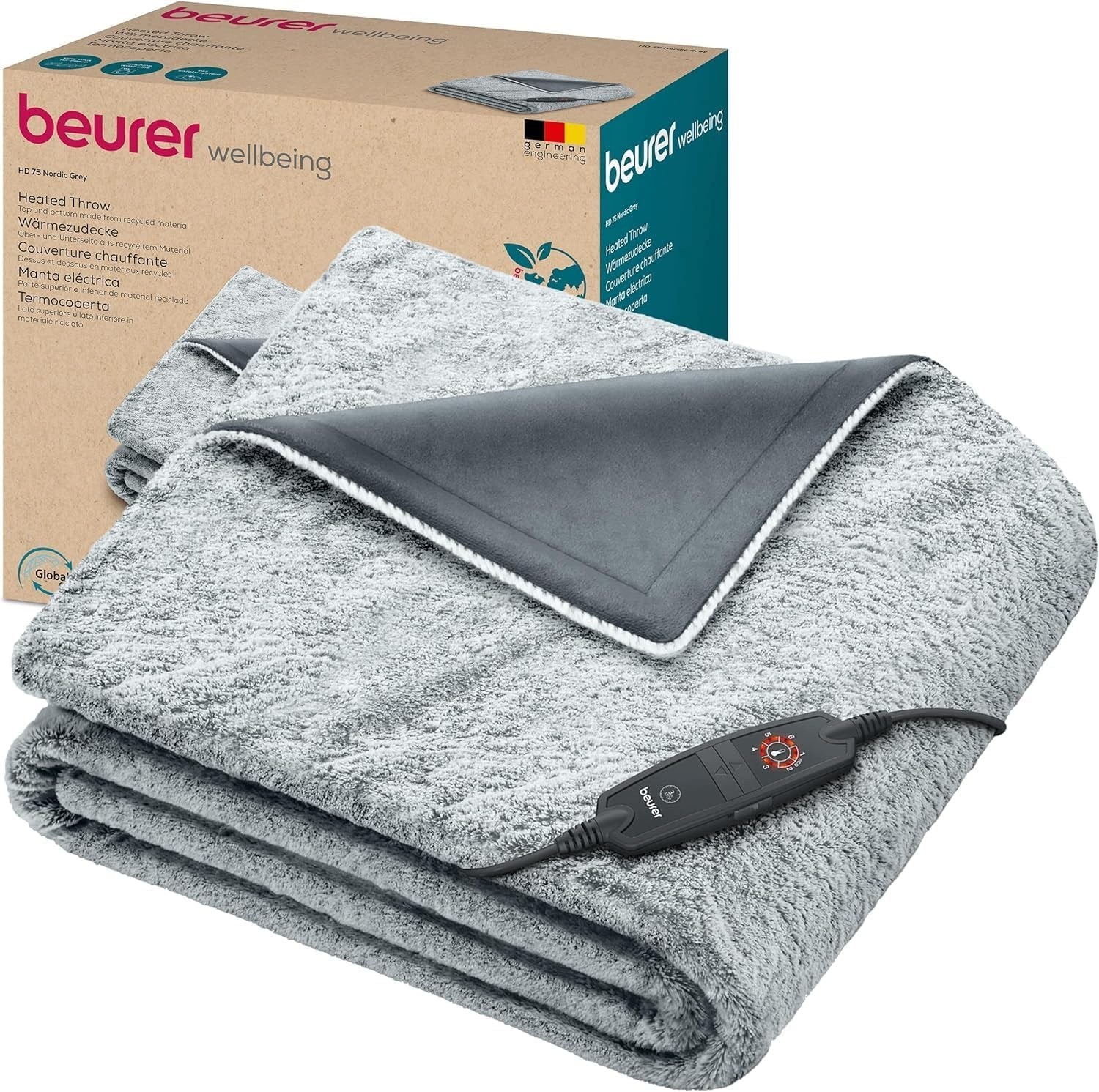 WARMING BLANKET BEURER HD 75 NORDIC GREY 180X130 CM 6 LEVELS