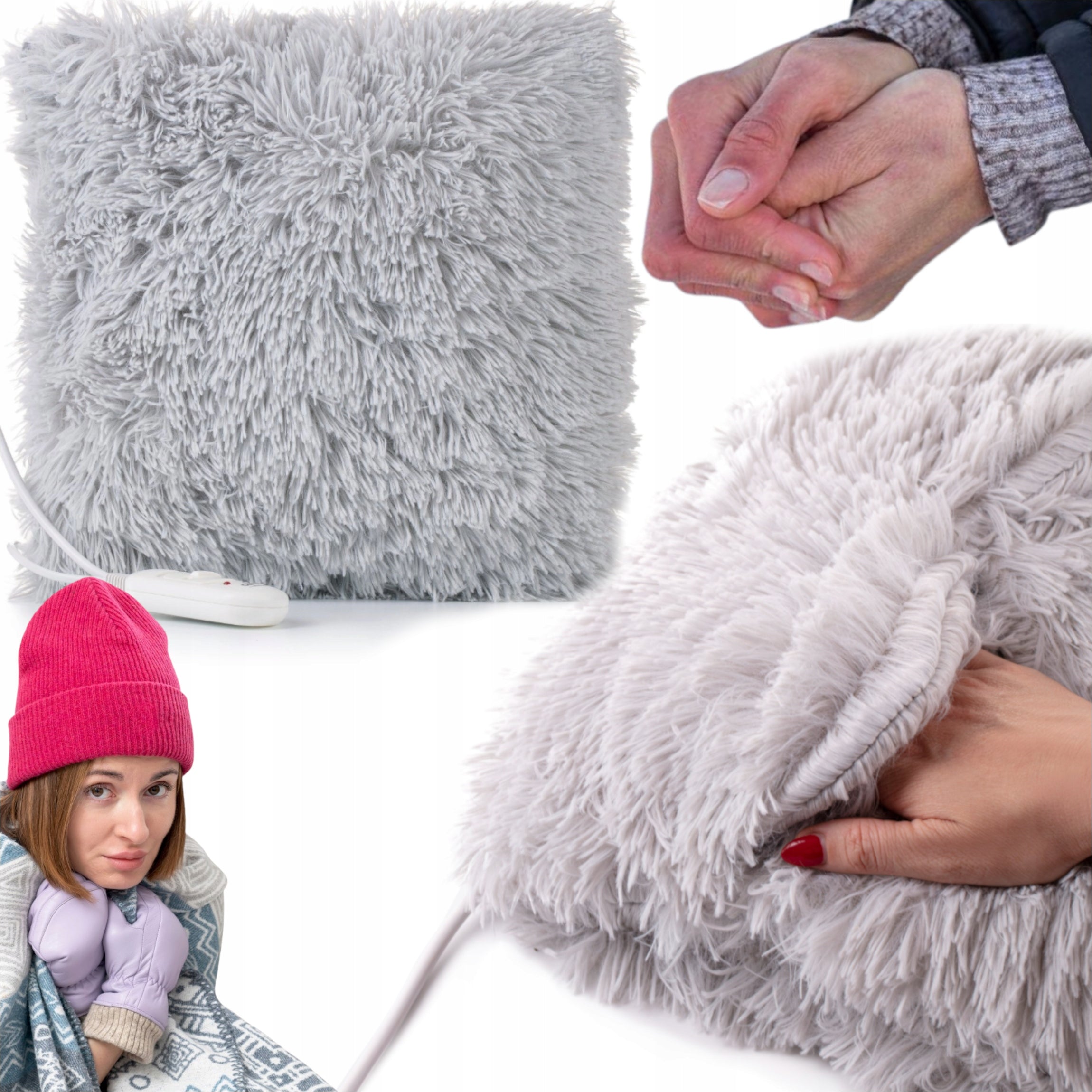 WARMING PILLOW WITH HAND POCKETS NICE SOFT WITH LONG BRISTLES