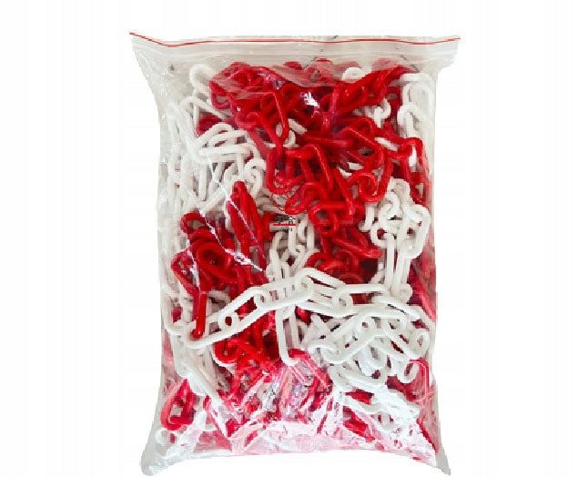 WARNING CHAIN 6 MM - 25 M ROAD PLASTIC STRONG WHITE AND RED Brand Korbi