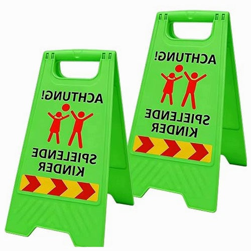 WARNING SIGN FOR CHILDREN ATTENTION PLAYING 61X30 CM 2 PCS.