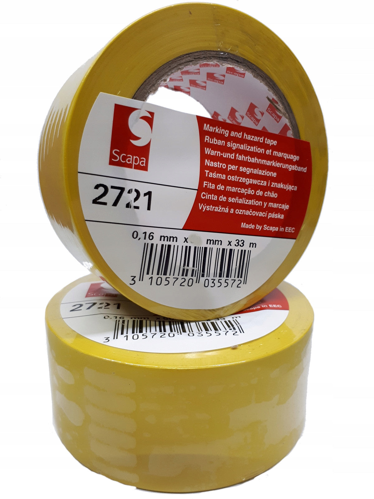 WARNING TAPE YELLOW SCAPA 2721 50 mm x 33 m marking for line