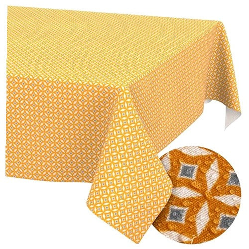 WASHABLE TABLECLOTH RETRO GEOMETRIC YELLOW 220X140 CM GARDEN decoration