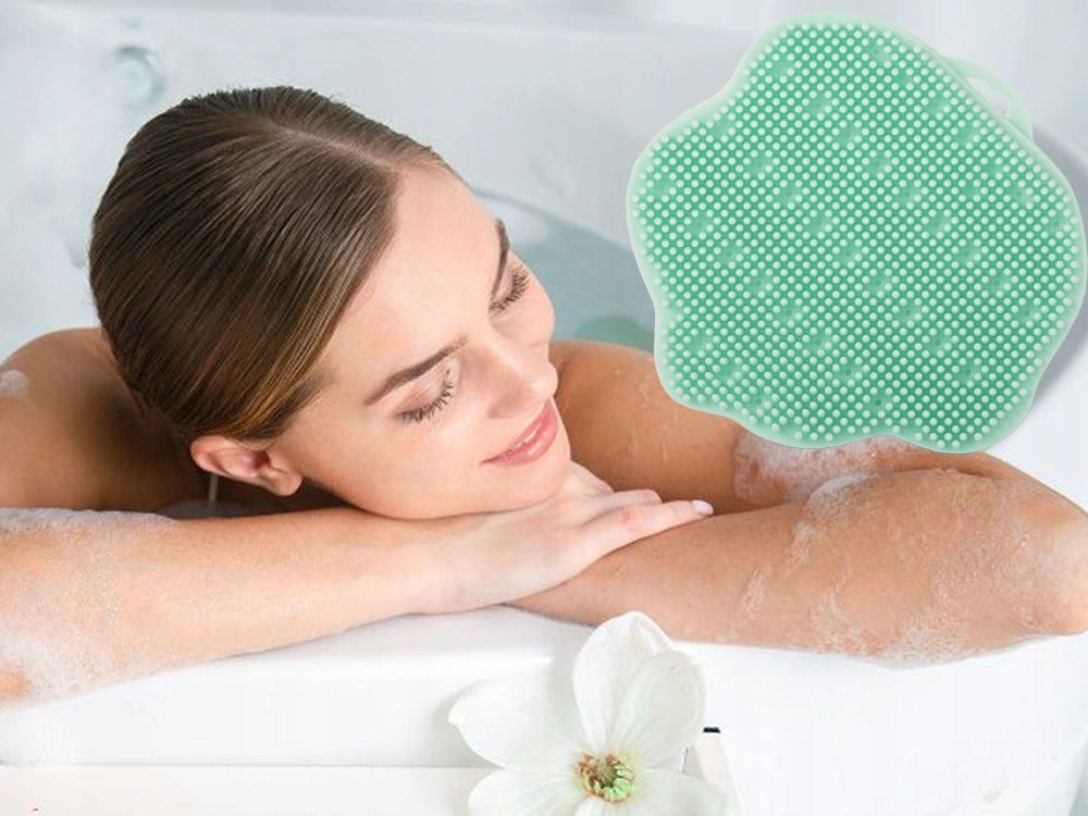 WASHCLOTH SPONGE BRUSH FOR WASHING HEAD AND BODY BATH MASSAGE PEELING SILICONE Color multicolor