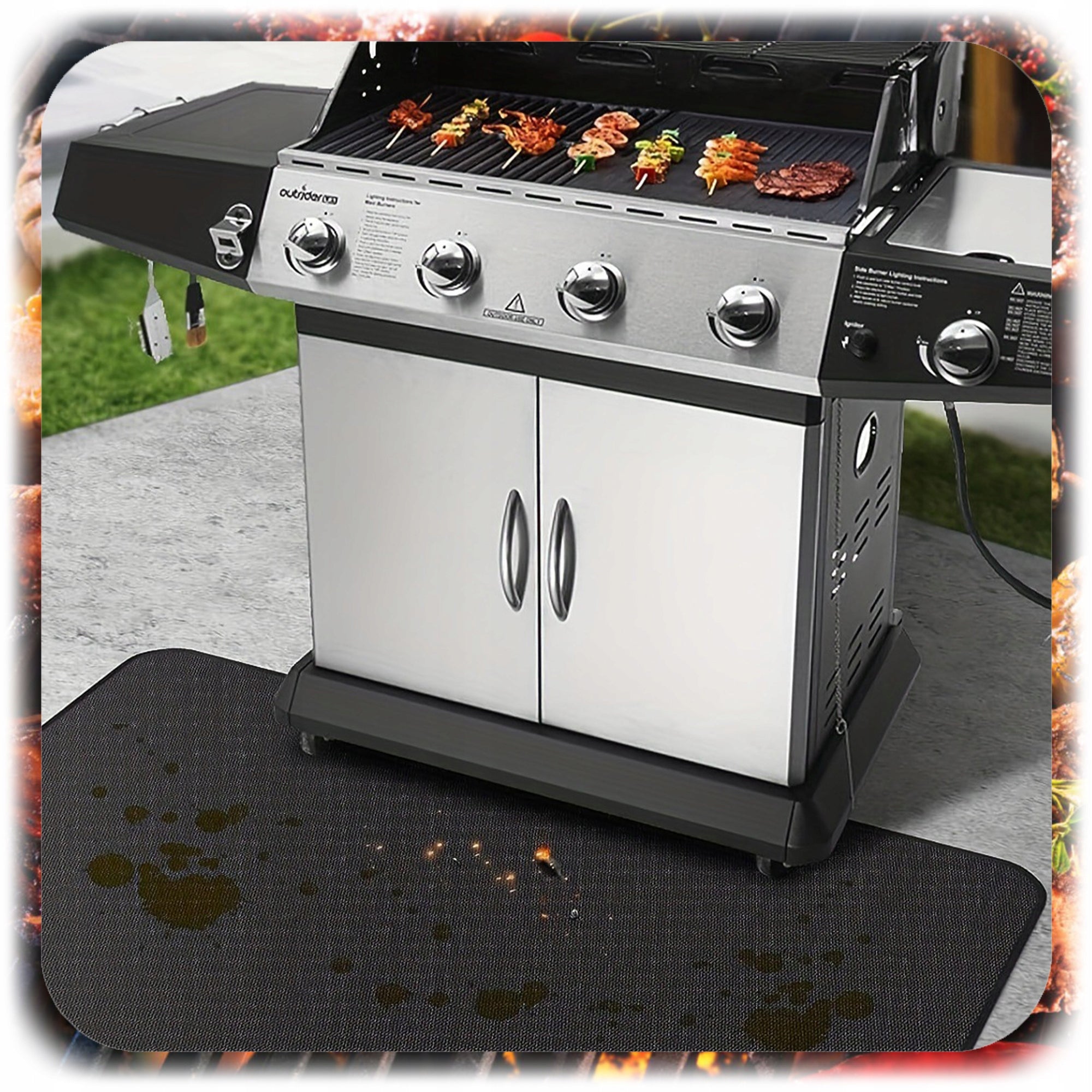WASHER GRILL PROTECTIVE MAT FIREPROOF LARGE FOR REUSABLE GRILL Manufacturer no brand