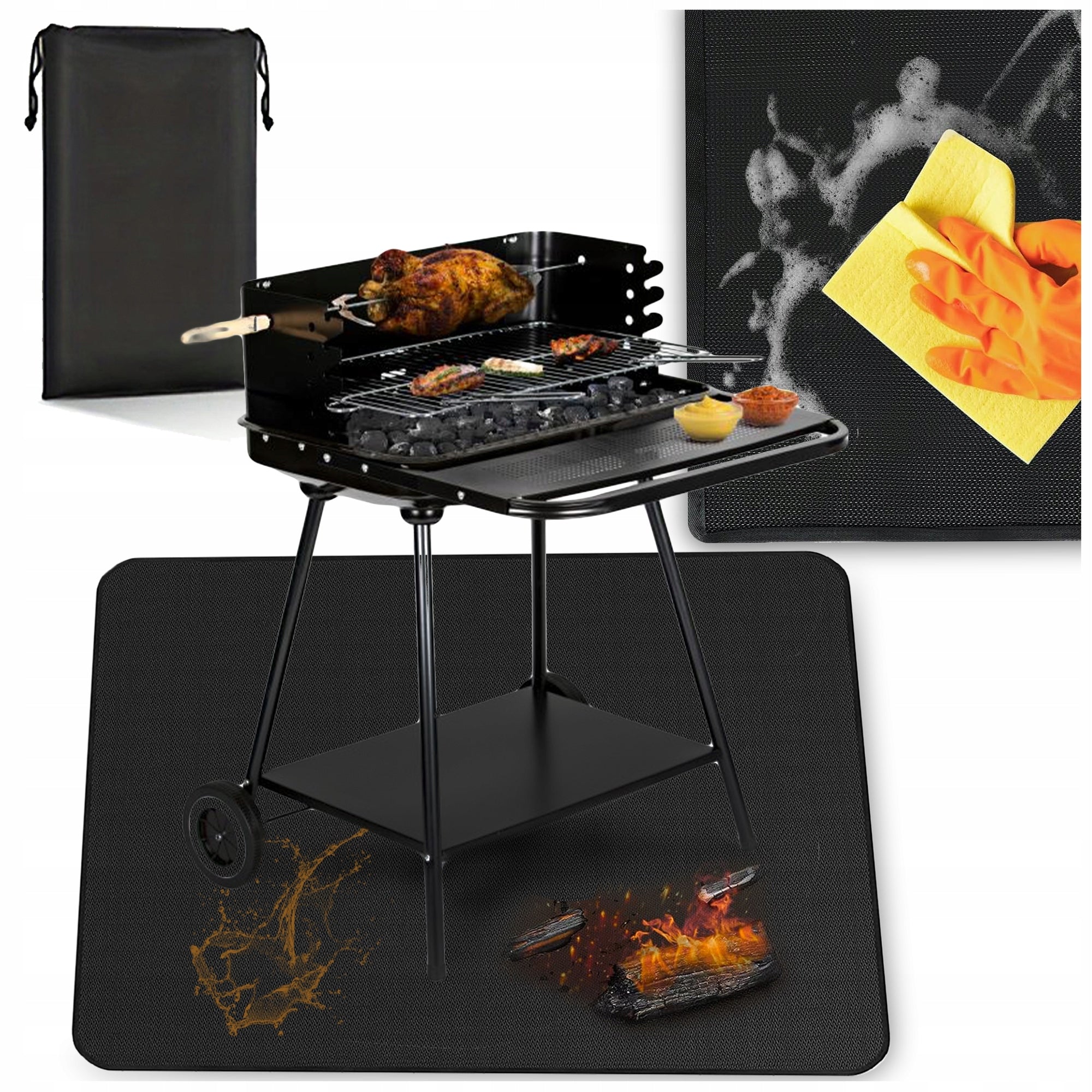 WASHER GRILL PROTECTIVE MAT FIREPROOF LARGE FOR REUSABLE GRILL