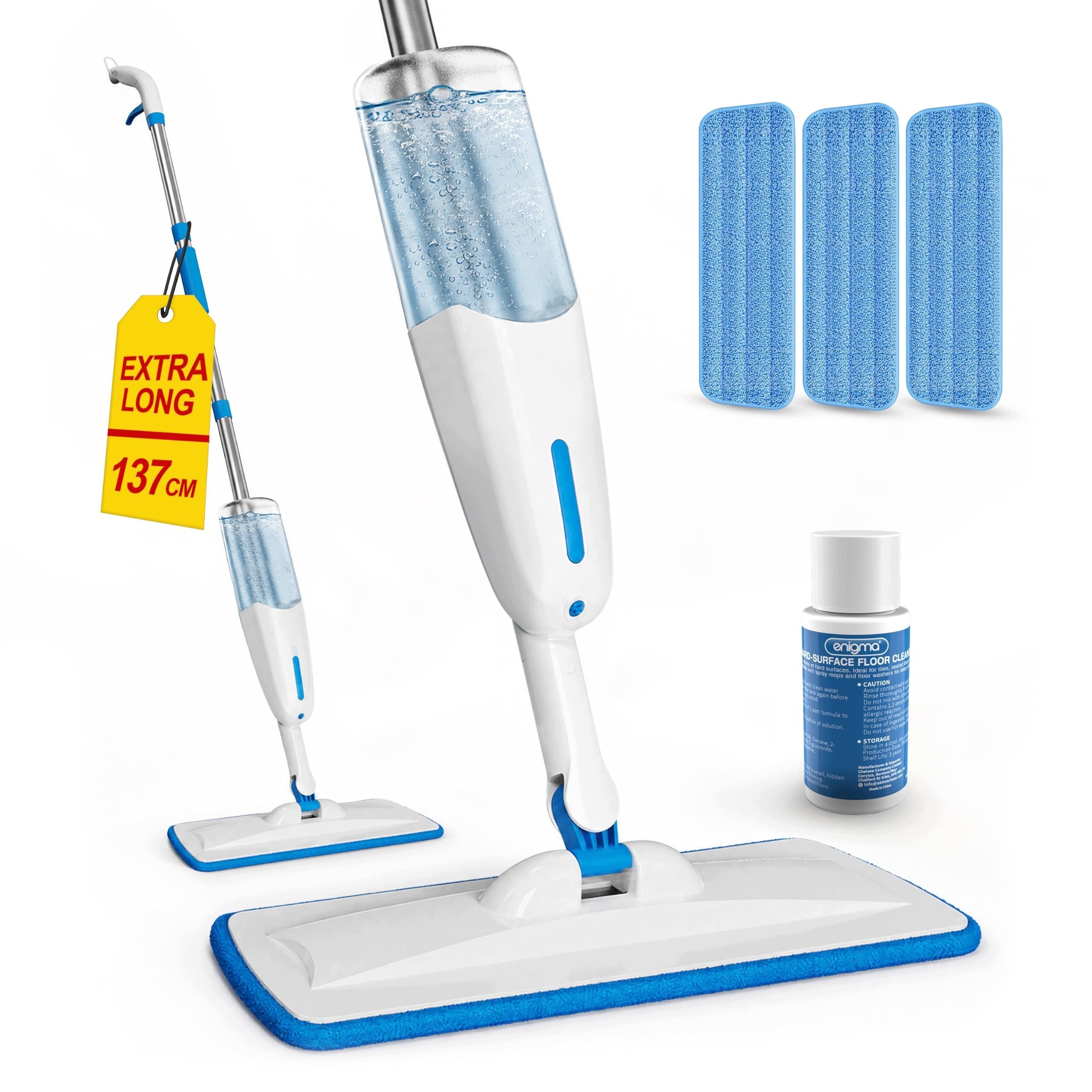 WASHER MOP 137 CM WITH 3 WET AND WET CLEANING CLOTHS