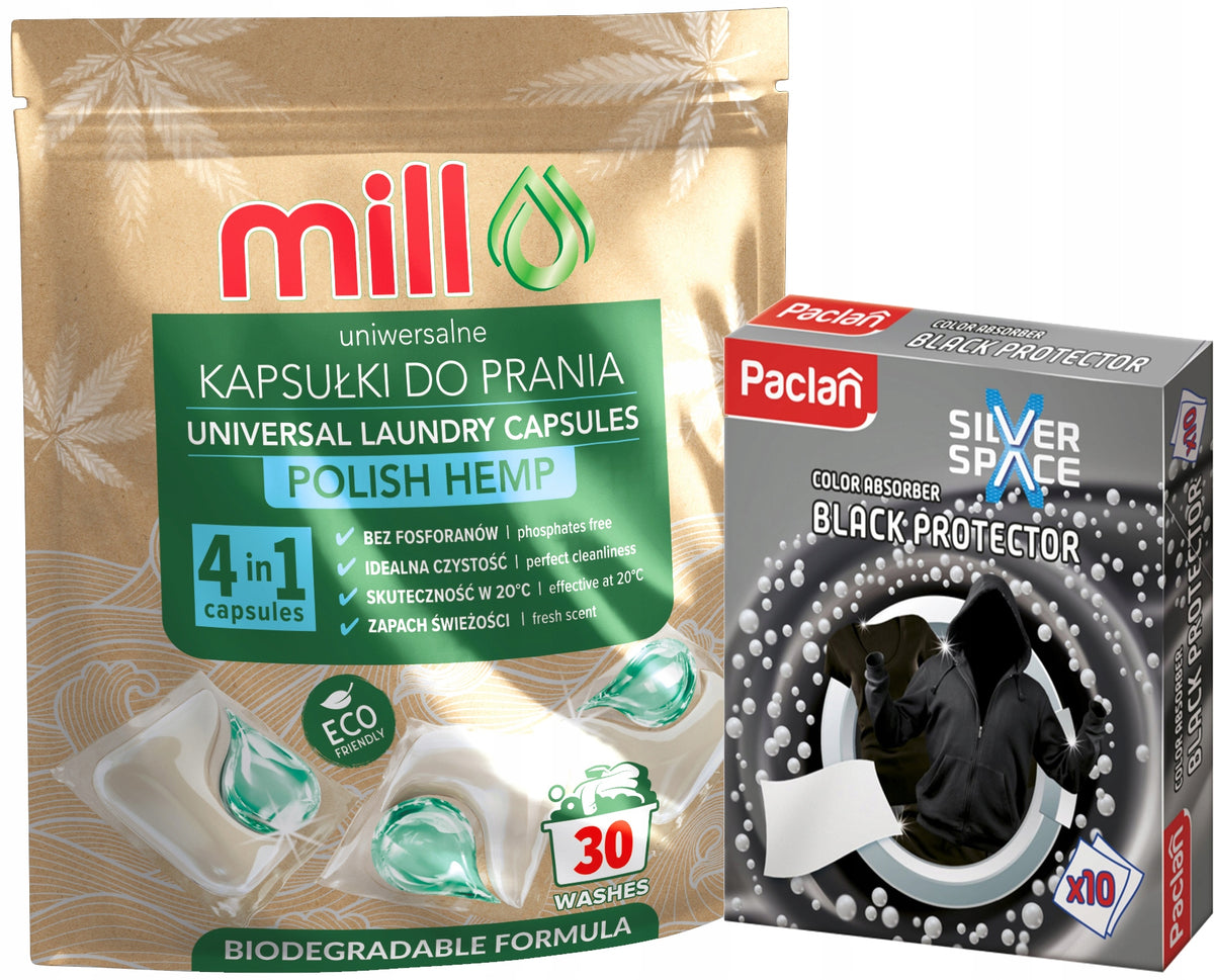 WASHING CAPSULES UNIVERSAL HEMP POLISH 30PCS + WIPES BLACK