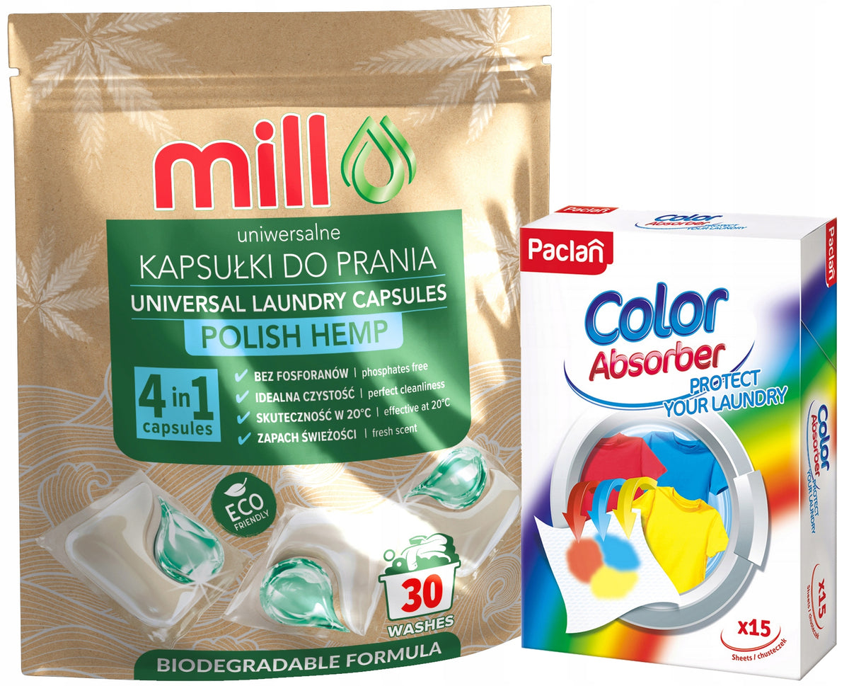 WASHING CAPSULES UNIVERSAL HEMP POLISH 30PCS + WIPES FREEBIE