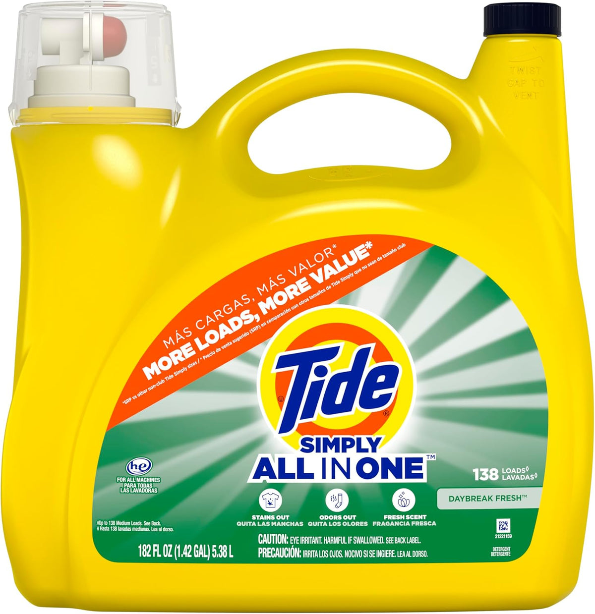 WASHING LIQUID TIDE SIMPLY DAYBREAK FRESH 5.38L USA