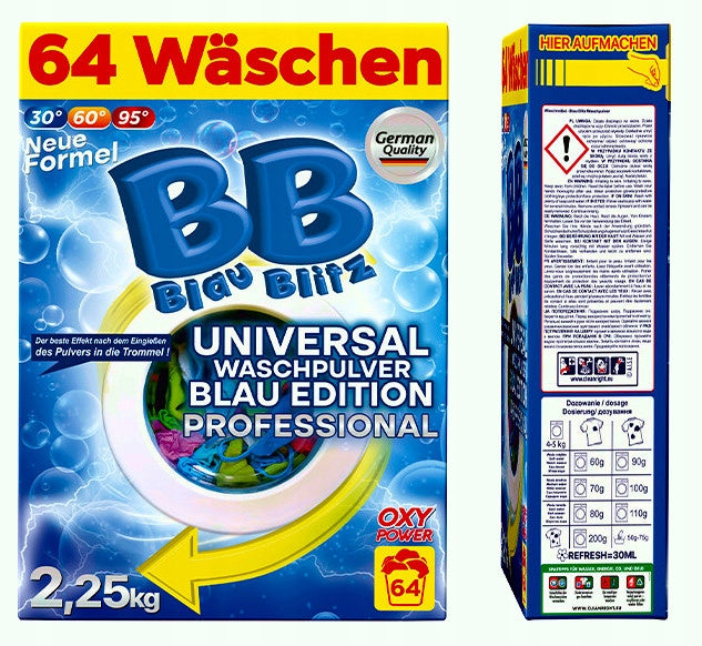 WASHING POWDER FOR UNIVERSAL CLOTHING BLAU BLITZ (64 WASHES) OXY 2,25KG