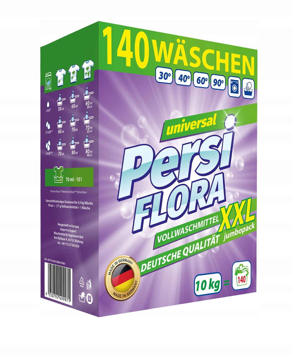WASHING POWDER PERLA FLORA 10,07 KG UNIVERSAL German Quality XXL