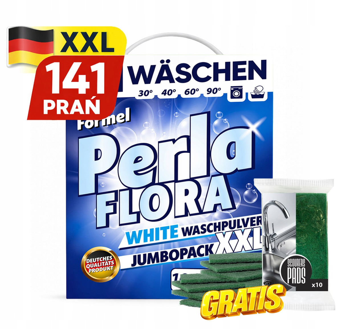 WASHING POWDER PERLA FLORA WHITE 10,07 KG WHITE XXL + FREEBIE