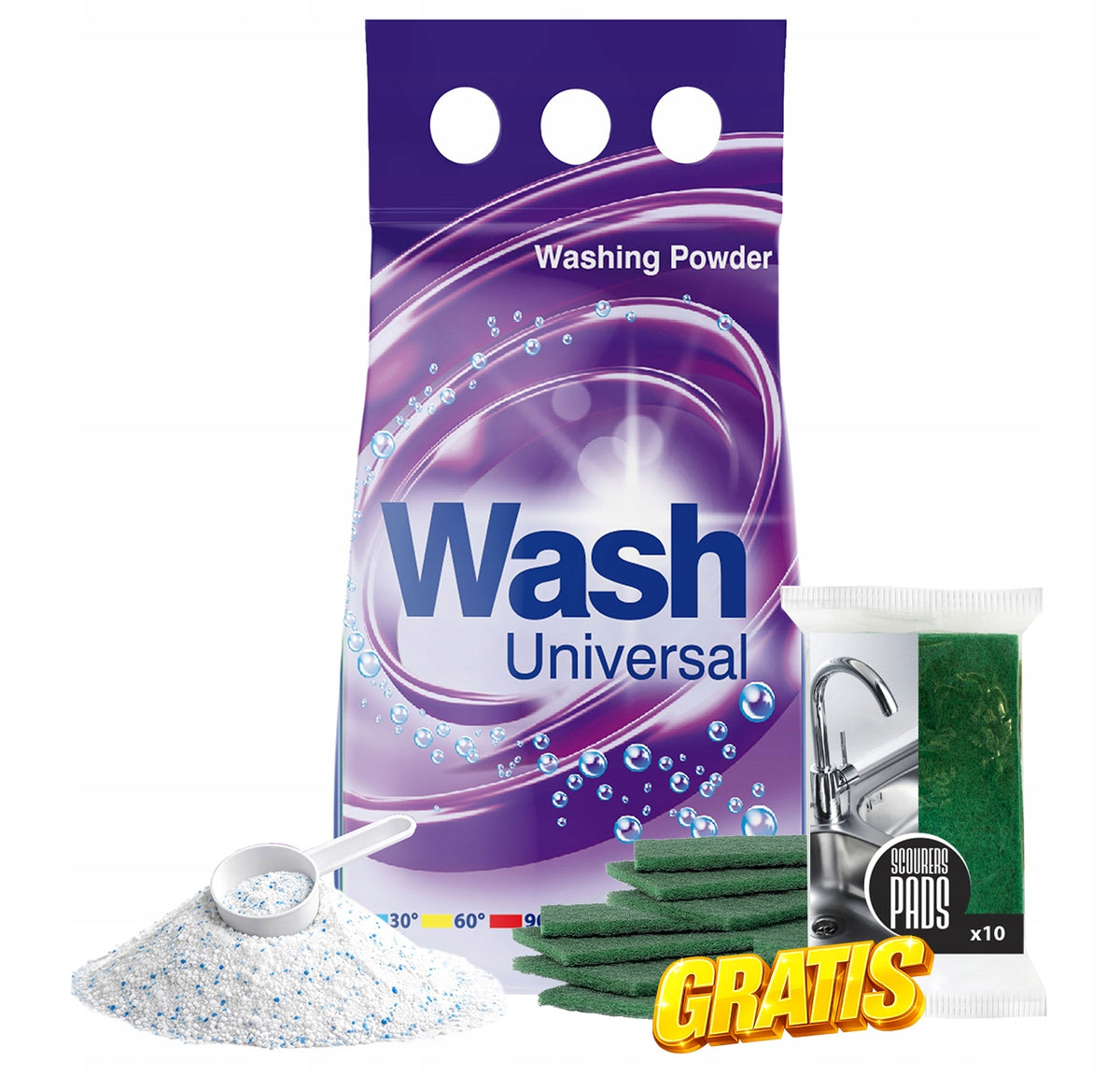 WASHING POWDER WASH 10KG UNIVERSAL COLOR PROTECTION + FREEBIE