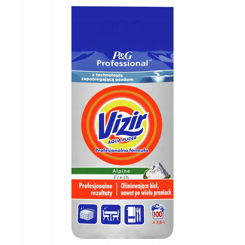 WASHING POWDER WHITE FABRICS VIZIR 100 WASHES 2x5,5KG ALPINEFRESH Packaging status original
