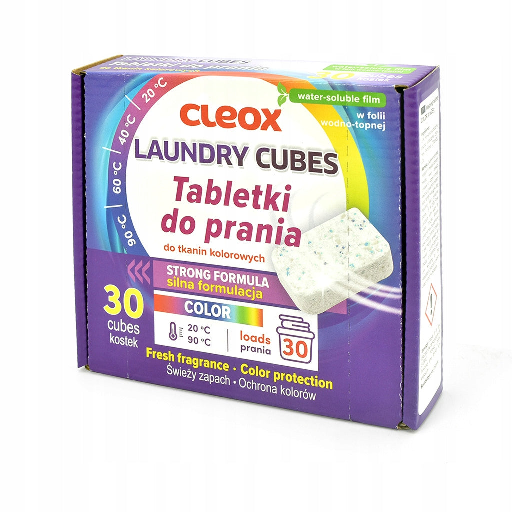 WASHING TABLETS FOR COLOURED FABRICS 30 WASHES CLEOX Brand Cleox