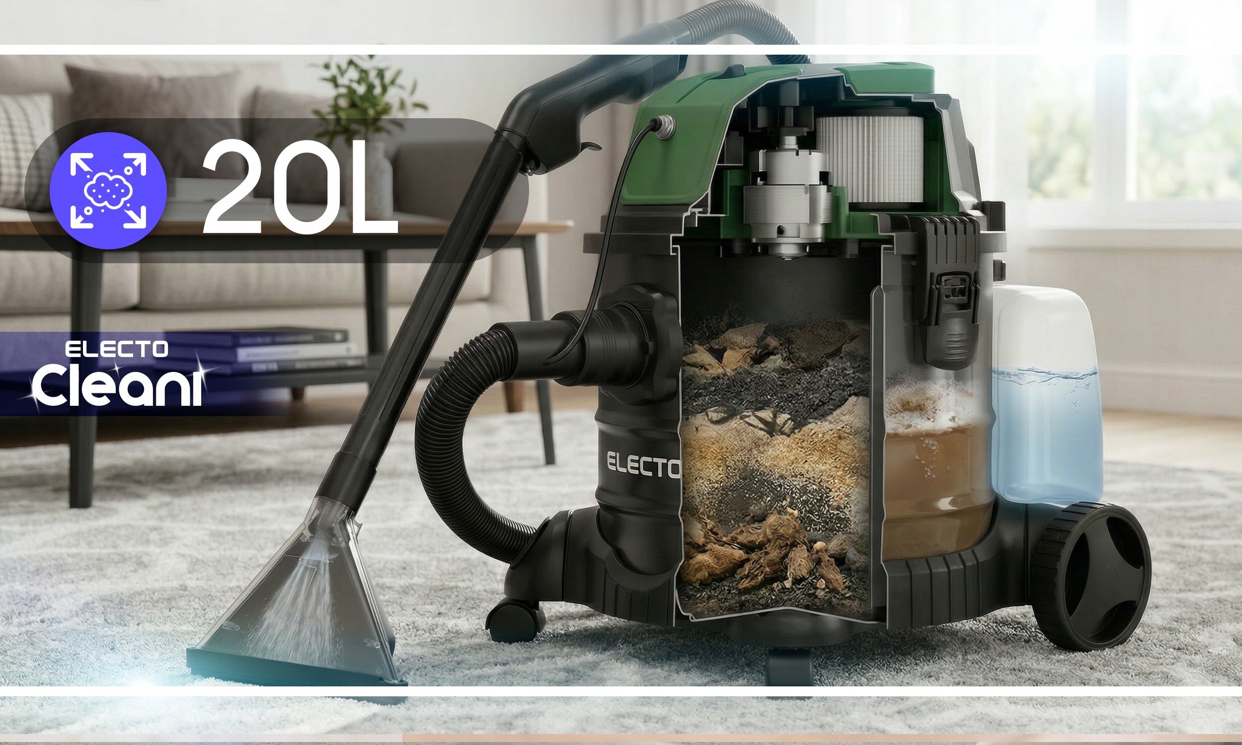 WASHING VACUUM CLEANER POWERFUL 2600W NARROW SUCTION CUP FOR WASHING CARPET UPHOLSTERY 3in1 Model Carpet Expert