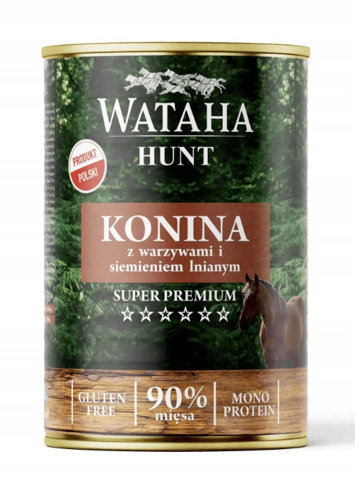 WATAHA HUNT MONOPROTEIN DOG FOOD HORSEMEAT WITH VEGETABLES CAN 400G