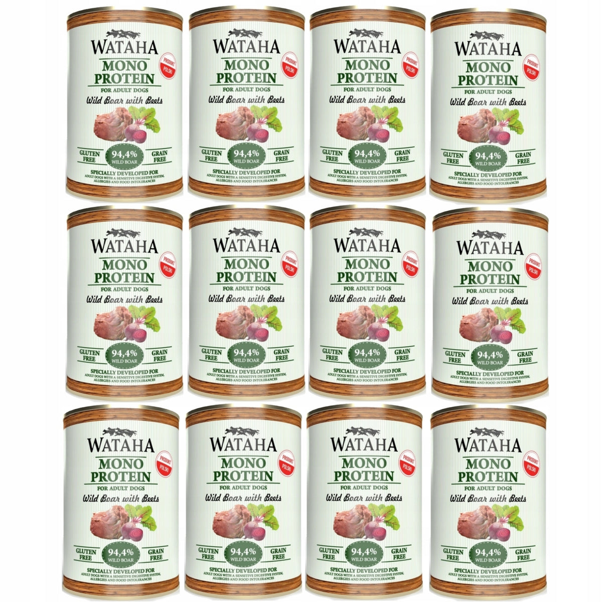 WATAHA MONO CAN OF DOG FOOD BOAR WITH BEETS 12x400g