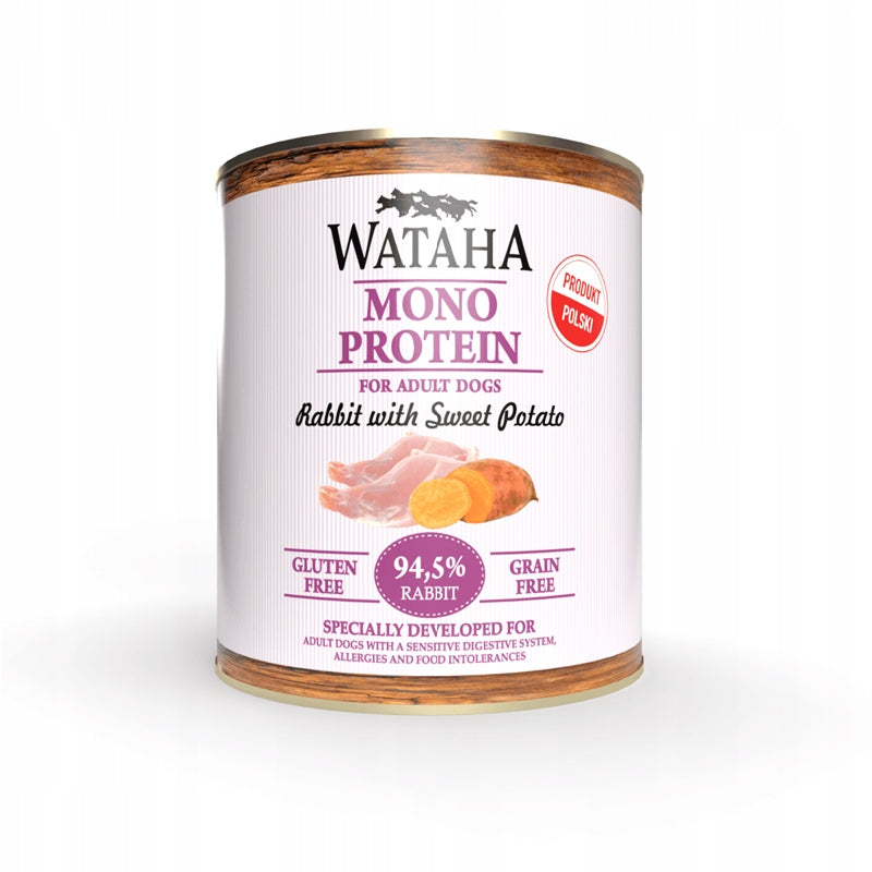 WATAHA MONO DOG CAN 94,5% RABBIT WITH SWEET POTATOES 800G