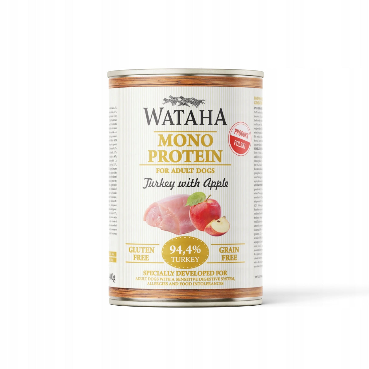 WATAHA MONO PROTEIN Wet Dog Food 94,4% TURKEY WITH APPLE 400g