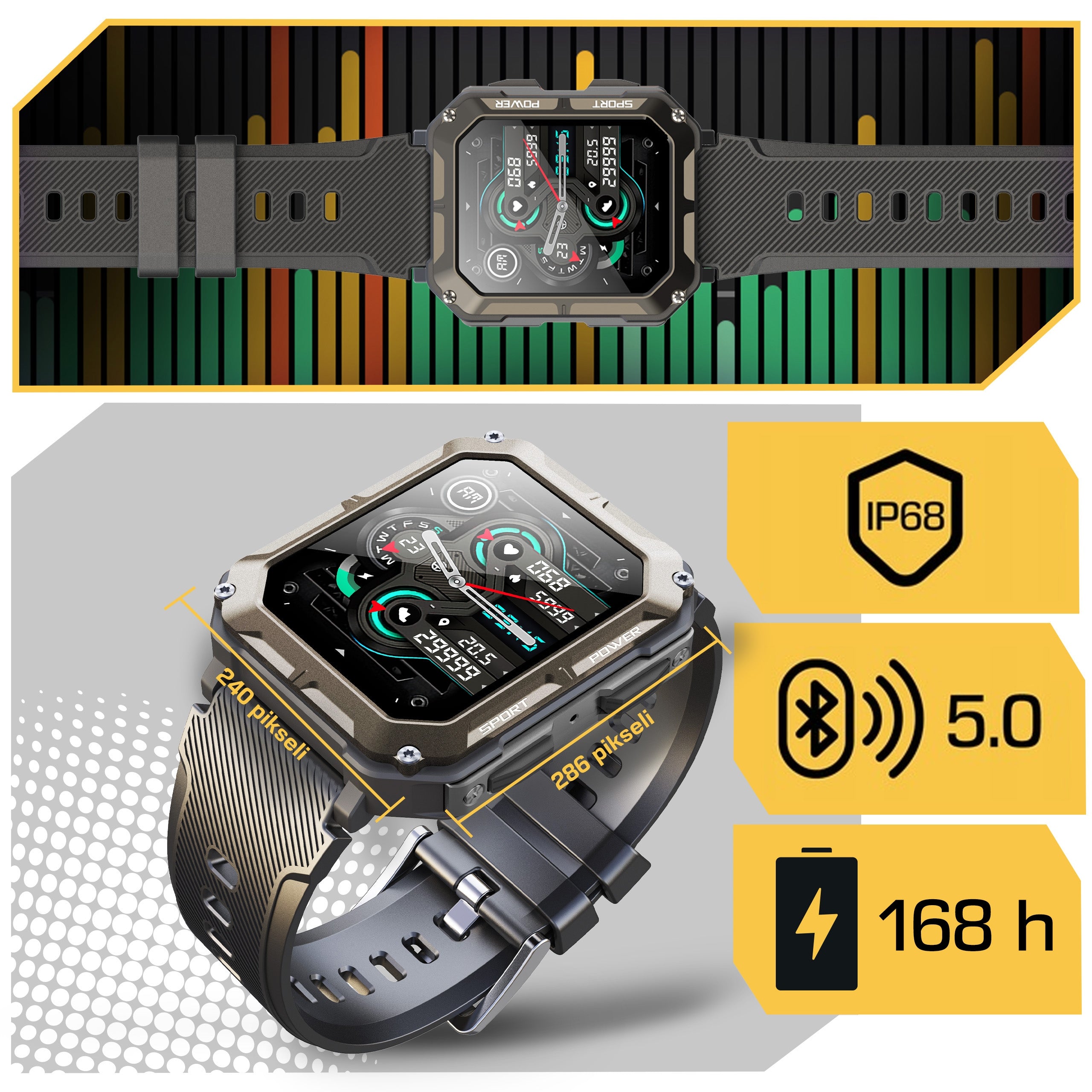 WATCH ARMORED SMARTWATCH MILITARY FROST-RESISTANT PL MENU FOIL FREEBIE Packaging status original